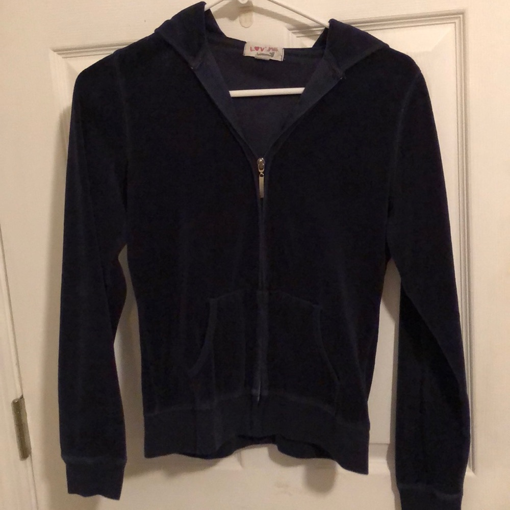 Velvet Navy Jacket with Hood